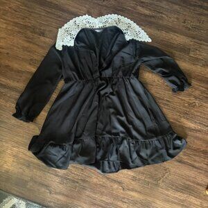 Allegra K Women's Vintage Ruffle Hem Dresses A-Line Crochet Peter Pan Collar